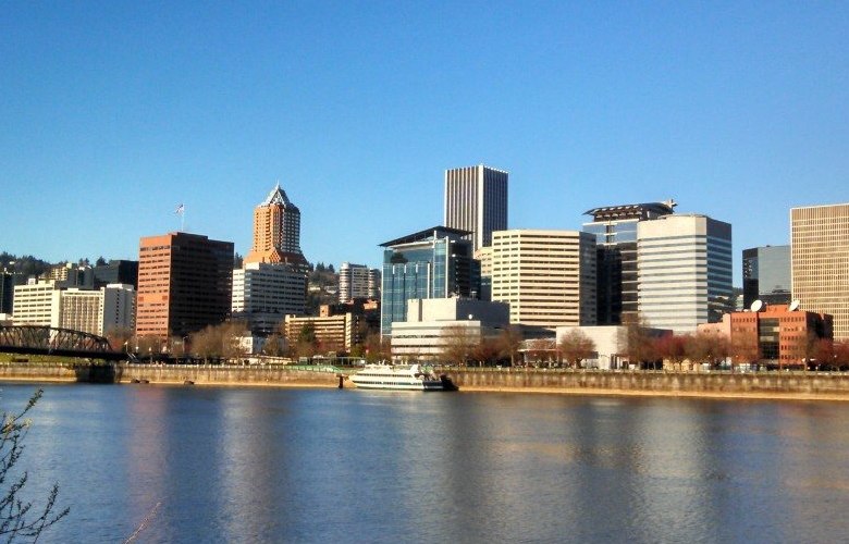 Portland skyline across the Willamette River